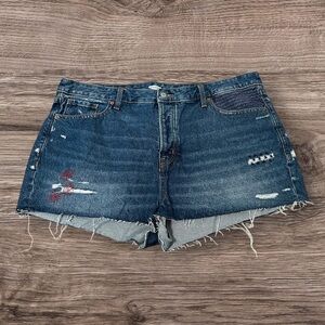 Old Navy OG Short High Rise Denim Shorts Women Plus Size 18 Fireworks Embroidery